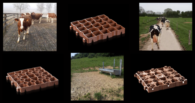 Des dalles recyclées et recyclables pour faciliter l'accès au pâturage. Photo : DR Des dalles recyclées et recyclables pour faciliter l'accès au pâturage. Photo : DR